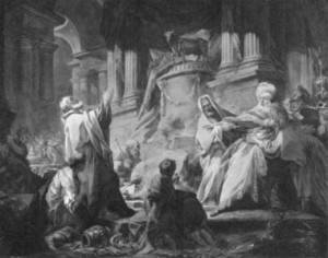 Jeroboam offering idolatrous worship.