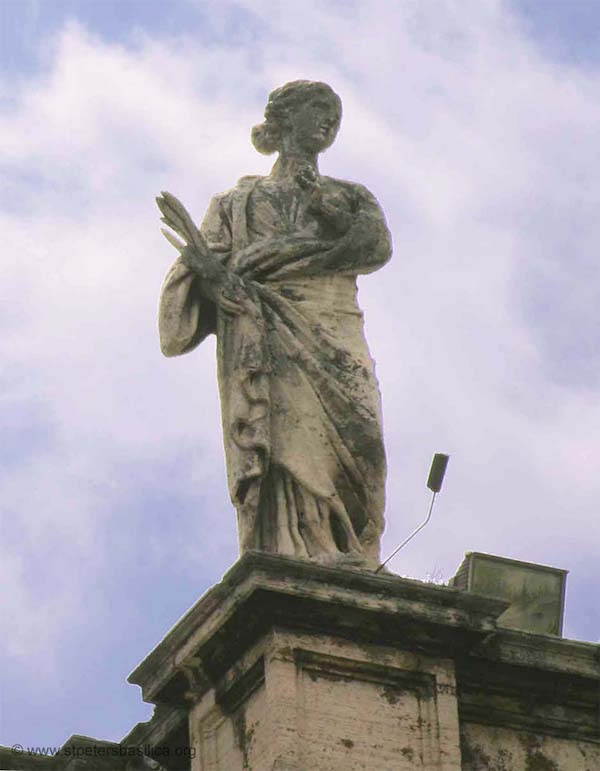 Statue of St Theodora in Saint Peter's Square, by Jacomo Antonio Fancelli (details/credits)