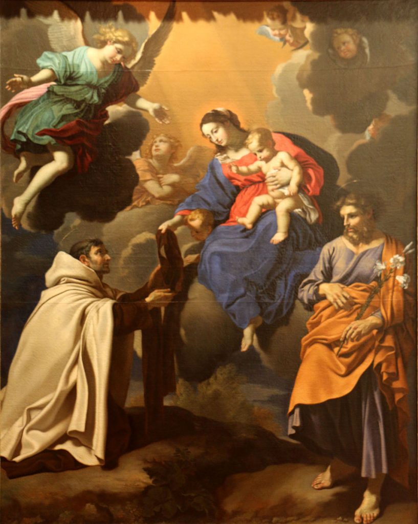 The Virgin and Saint Simon Stock, by Nicolas Mignard (1606–1668) — details